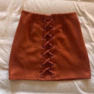 Orange Lace-Up Mini Skirt